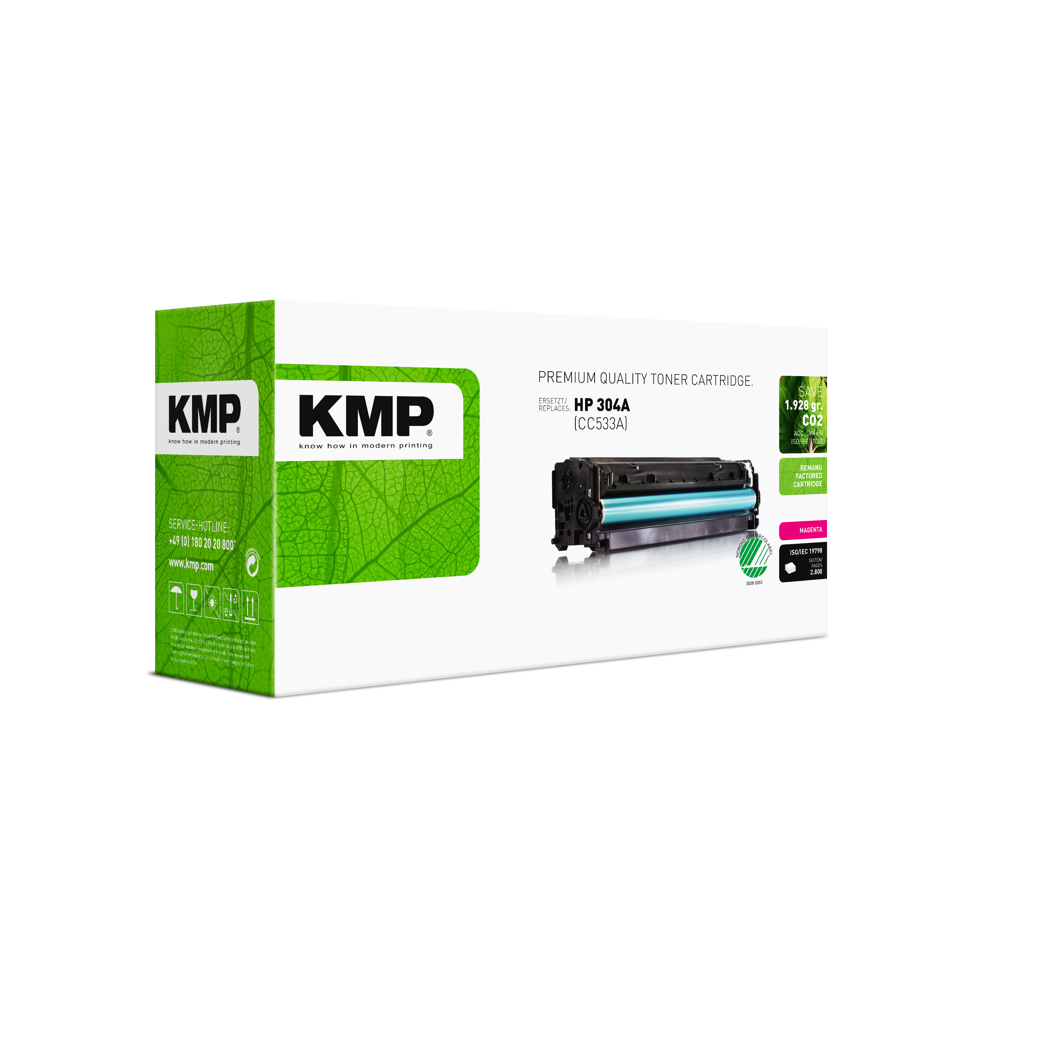 KMP H-T124 kompatibilní toner HP CC533A, magenta