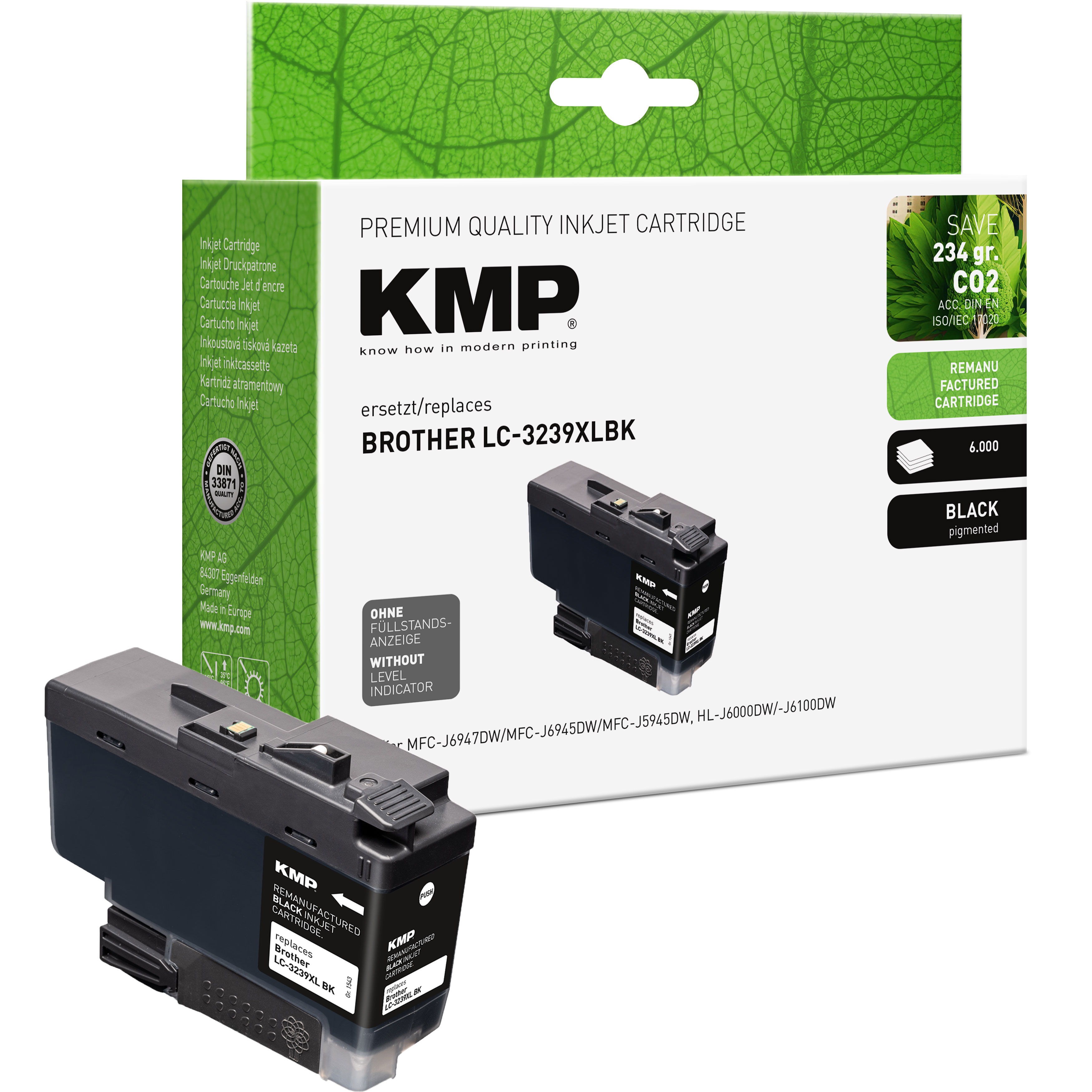 KMP B104 kompatibilní inkoustová kazeta Brother LC3239XLBK, černá