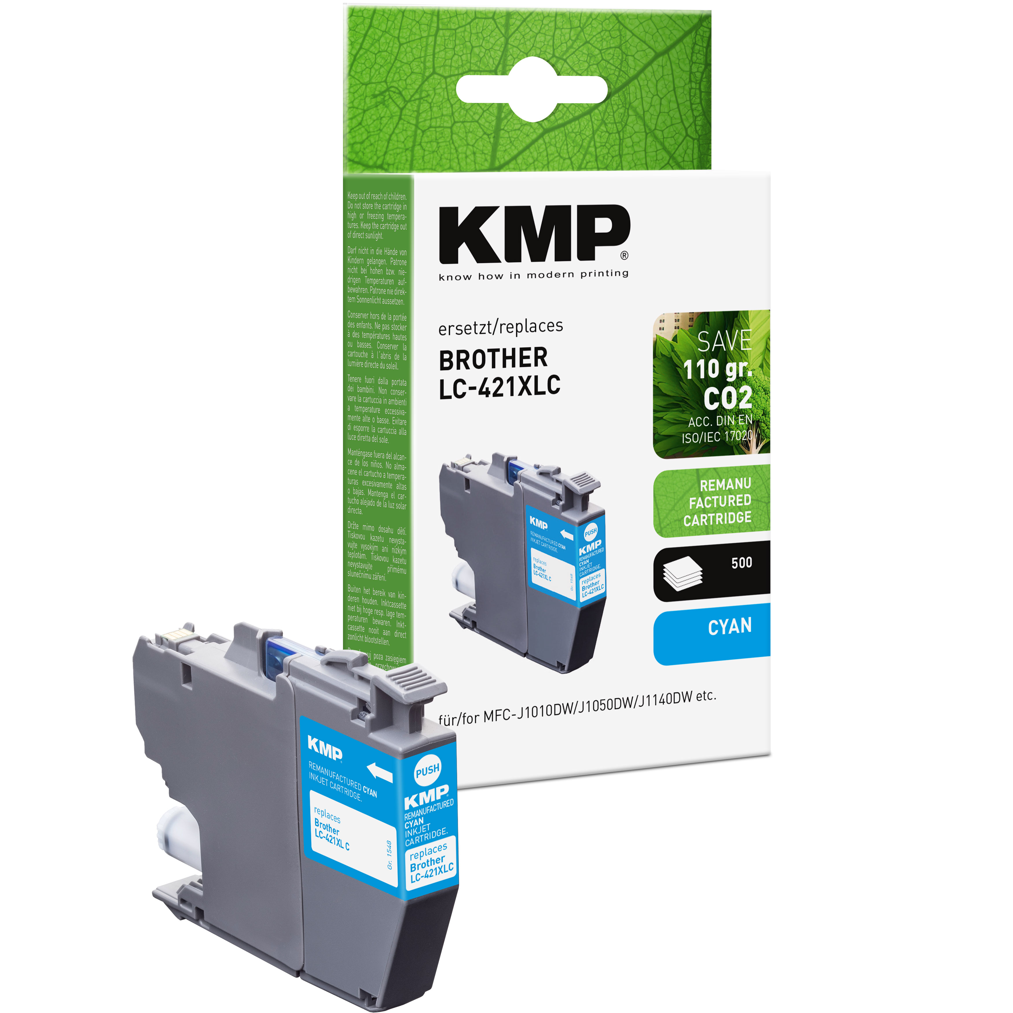 KMP B113 kompatibilní inkoustová kazeta Brother LC421XLC, azurová