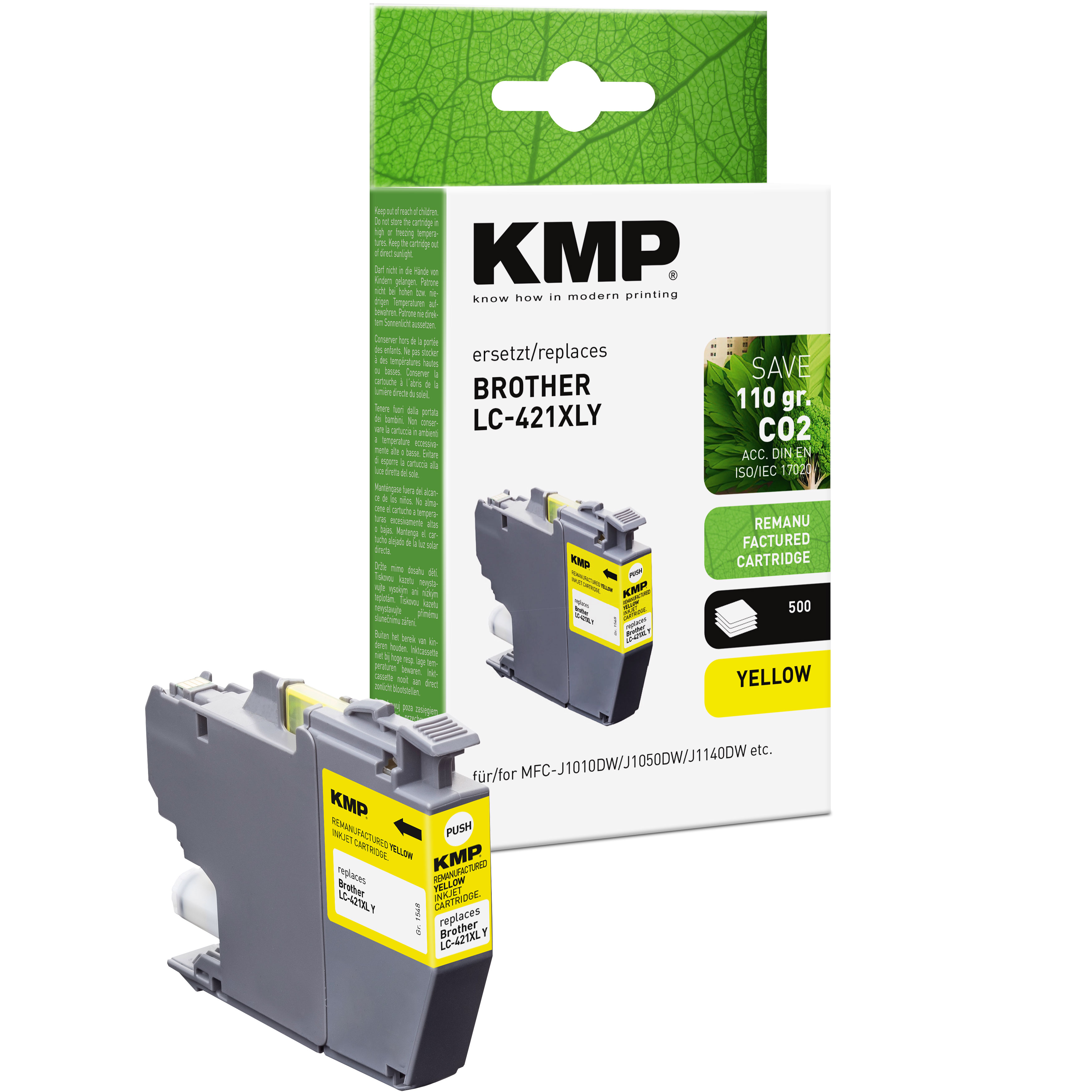 KMP B115 kompatibilní inkoustová kazeta Brother LC421XLY, žlutá