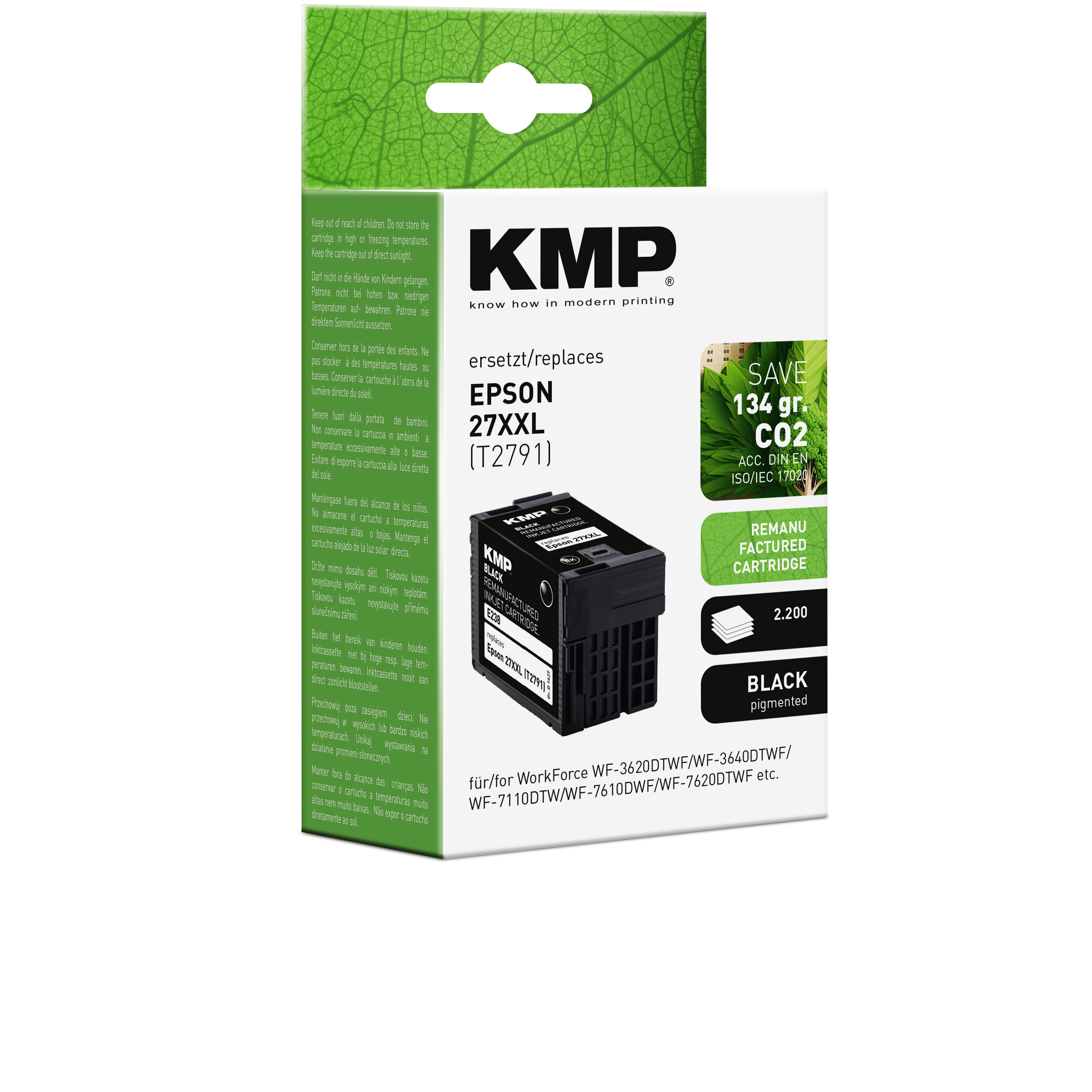 KMP E238 kompatibilní inkoustová kazeta Epson 27XXL, black