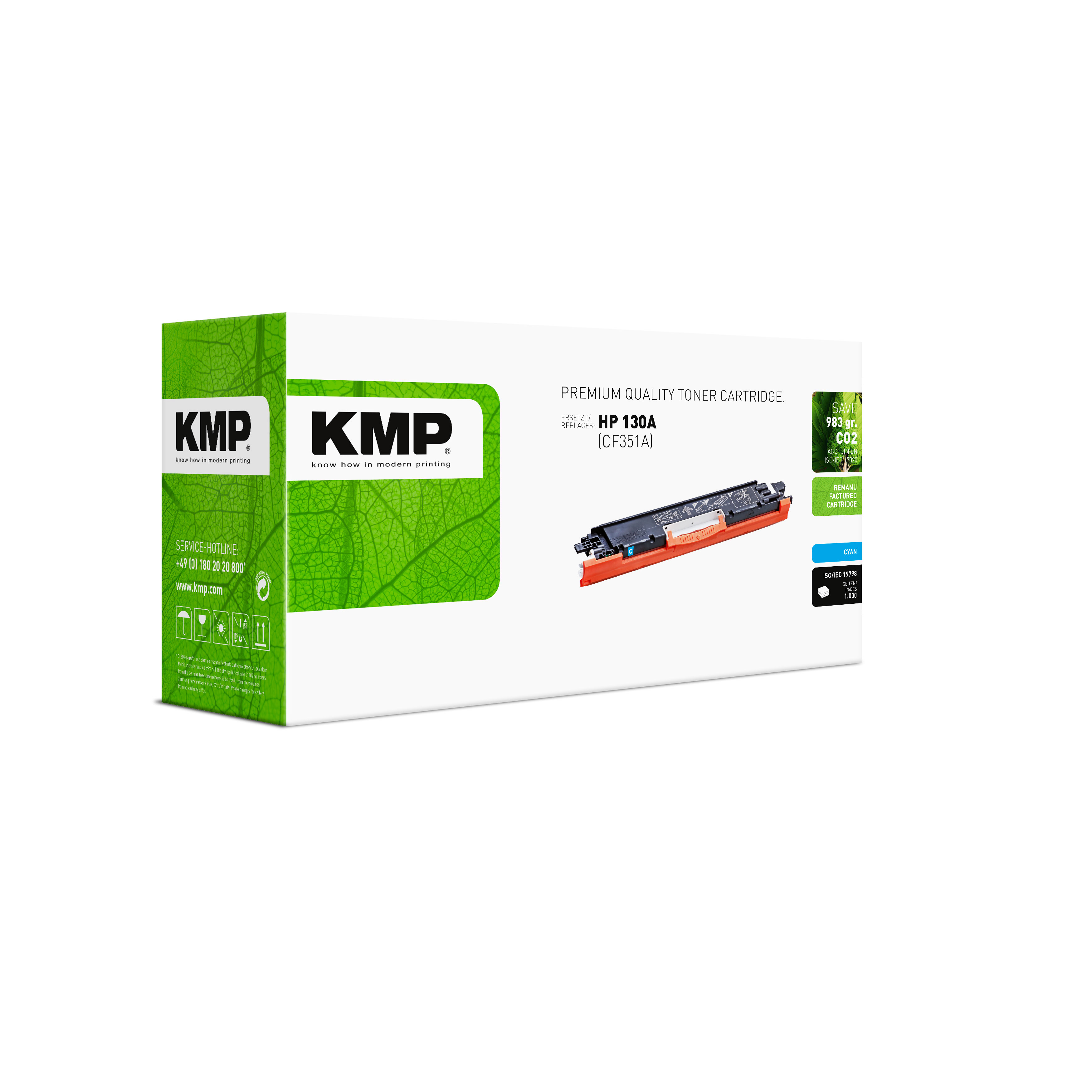 KMP H-T186 kompatibilní toner HP CF351A, cyan