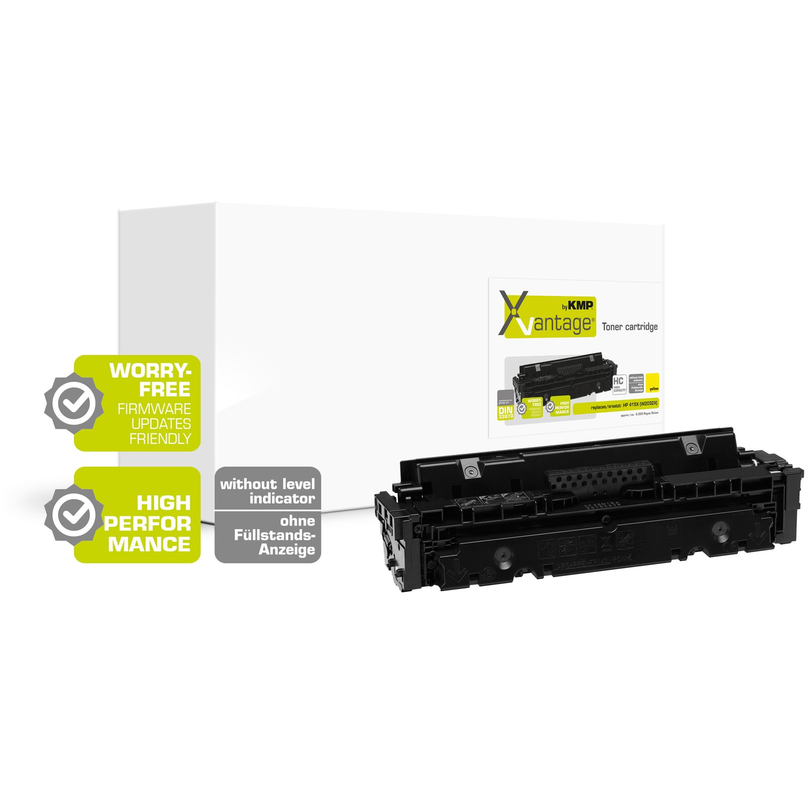 KMP H-T257YXO kompatibilní toner HP415X (W2032X), žlutý