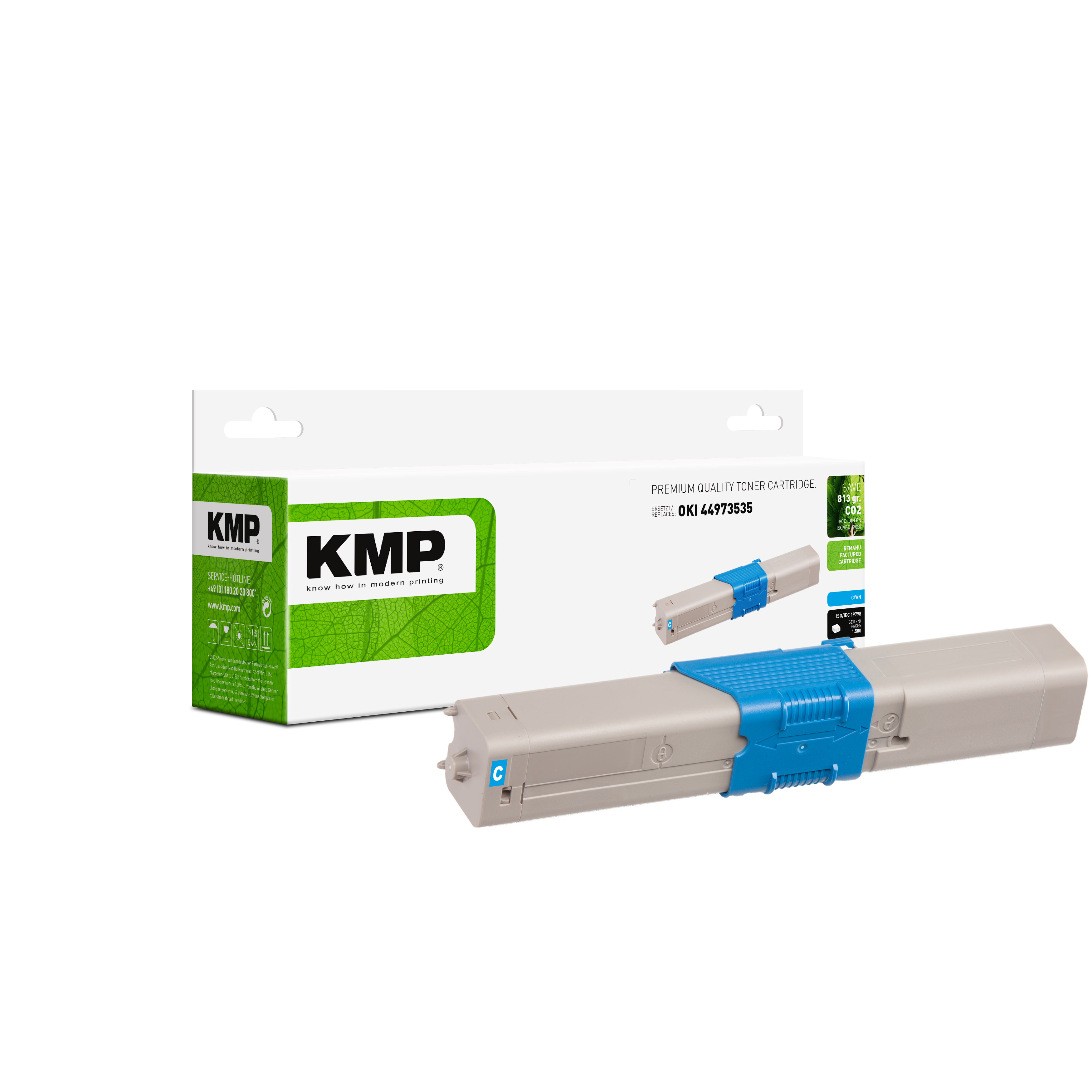 KMP O-T37 kompatibilní toner OKI 44973535, azurový